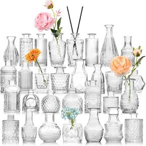 BIGIVACA Set of 30 Clear Bud Vases for Wedding Centerpieces and Table Decor