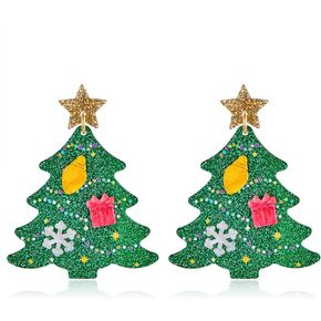 Christmas Earrings for Women Colorful Rhinestones Bow Light Bulb Earrings Zircon Bow Wreath Earrings Acrylic Christmas Tree Dangle Earrings