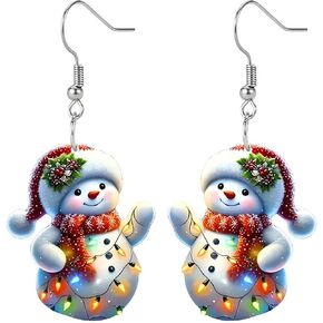 Acrylic Christmas Snowman Earrings for Women Frosty the Snowman Earrings Snowman Drop Dangle Earrings Christmas Festival Jewelry