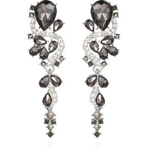 Fashion Rhinestone Statement Drop Dangle Earrings Long Colorful Crystal Bridal Wedding Teardrop Chandelier Earrings for Women Prom Pageant