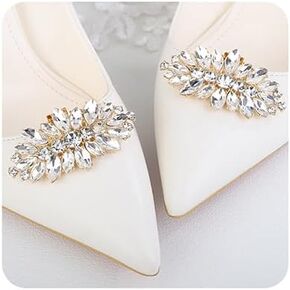 Missgrace Women Simple 1 Pair Women Sparkling Rhinestone Sexy Geometry Shoe Clips Wedding Bridal Shoe Buckles Decorations Rhinestones Shiny Crystal Shoe Clips for Jewelry Shoes Prom Party Shoe Clips for Women
