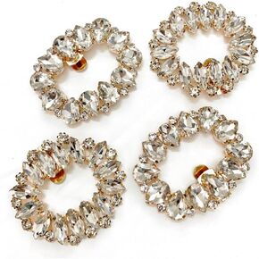 2 Pairs Elegant Rhinestone Crystal Metal Shoe Clips Wedding Party Set