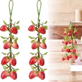 Fake Strawberry Artificial Fruits Foam Strawberries Highly Simulated Lifelike for House Kitchen Party Pub Decoration Cabinet Ornament 16 pcs (Strawberry)