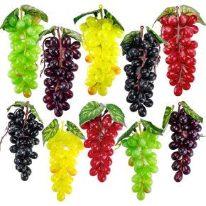 Toopify 10 Bunches Artificial Grapes, Simulation Decorative Lifelike Rubber Fake Plastic Grapes Clusters for Wedding Fruit Wine Kitchen Centerpiece Décor (5 Colors,2 Size)