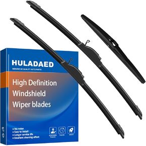HULADAED® 26 بوصة + 16 بوصة + 11 بوصة استبدال مساحات الزجاج الأمامي السيليكون لشفرات ممسحة كونا 2023-2018، مساحات السيارات الأصلية بجودة المصنع لمجموعة شفرات المساحات الأمامية والخلفية لسيارتي