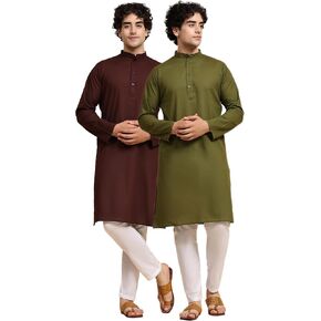 SKAVIJ Traditional Indian Kurta Pajama Tunic Set Pack of 2, Size- XX-Large