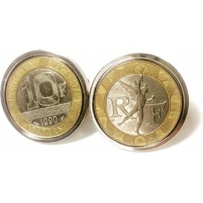 French Wedding - Handmade - Birthday Gift - Rare French 10 Franc Cufflinks - Genuine Old French Franc Coins