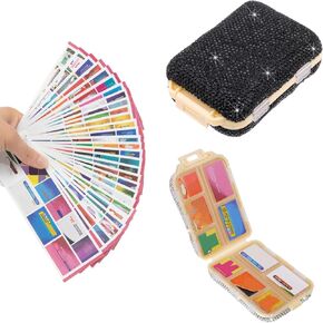 Pill Travel Case with Labels Bling Portable Pill Container Mini Pill Box for Purse Small Medicine Organizer Holder for Supplement Vitamin Medication Women (Pink & 300 Labels)