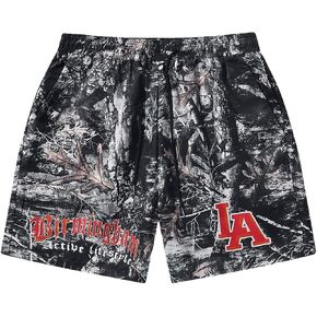 GORGLITTER Men's Graphic Camo Print Drawstring Waist Shorts Beach Shorts Streetwear Short Pants