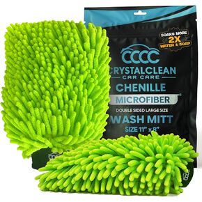 2 Pack Car Wash Mitt Microfiber - Double-Sided 70/30 Premium Chenille for Scratch-Free, Lint-Free Detailing - High-Density, Extra-Absorbent Wash Mitts for Car Washing & Accessories - Large 11x8 Inch