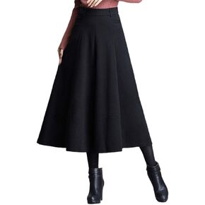 ebossy Women's Winter High Waisted Woolen Flared Crop Wide Leg Pants Culottes