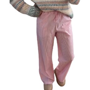 Owl's-Yard Women Y2K Stripe Print Pants Elastic Waist Dreawstring Wide Leg Trousers Striped Casual Lounge Pants with Pockets