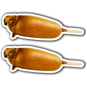 WSQ Corn Dog Vinyl Decal Sticker Premium Quality Vinyl for Car Bumper Truck Van SUV Window Wall Boat Cup Tumblers Laptop or Any Smooth Surface 2 Pack Size 5 Inch Each