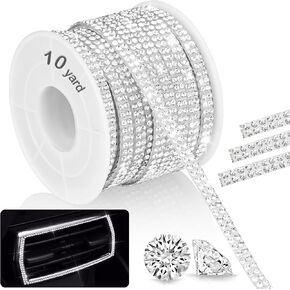 NiArt 10-Yard Self Adhesive Crystal Rhinestone Ribbon, Durable Sparkling Glass Diamond Decoration Ribbon for Car Interior, Tech Gadget & More, Easy to Apply Strong Adhesion for Long-Lasting Brilliance