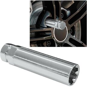 7 Point Spline Drive Tuner Socket Key Tool, Lug Nuts Socket Wrench Replacement Tool with 13/16" (21mm) and 7/8" (22mm) Hex, Compatible with 14x1.5, 14x2.0, 9/16 Lug Nut (Black)