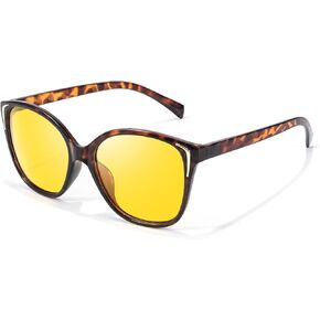 LVIOE Night Vision Driving Glasses for Women Men Anti Glare Polarized Night Time Glasses HD Yellow Lens N7718