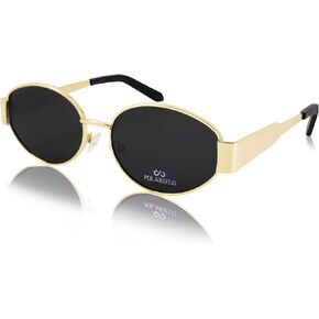 JiSoo Gold Retro Oval Sunglasses for Women - Polarized Sunglasses Women Vintage 90s Sun Glasses