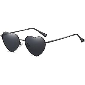 OZPYKAE Women Polarized Love Heart Sunglasses,Metal Frame UV400 Protection Lens Heart Shaped Sunglasses for Ladies