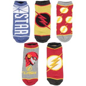 DC Comics The Flash Socks Adult Superhero Character Themed Designs 5 Pack Mix and Match No Show Ankle Socks