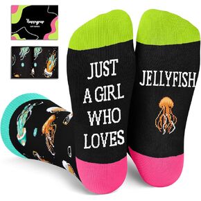HAPPYPOP Jellyfish Gifts for Women Girls - Crazy Jellyfish Socks Animal Socks for Teens