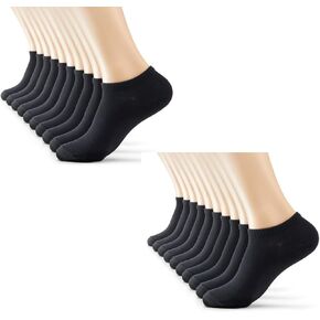 MONFOOT Women's and Men's 20 Pairs Ankle Socks Black Medium
