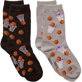 Foozys Womens Crew Socks | Fun Cool Sports Themed Fashion Novelty Socks | 2 Pair (Basketball)
