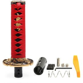 Automatic Katana Shift Knob Samurai Sword Weighted Gear Shifter Konb Universal for Cars with Lock Button (26cm Black) in Kuwait