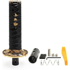 Automatic Katana Shift Knob Samurai Sword Weighted Gear Shifter Konb Universal for Cars with Lock Button (26cm Black)