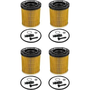 4Pcs Engine Oil Filter with Seals Fit for Hyundai Accent Elantra Kona Santa Sonata Venue Kia K5 Rio 2020-2022 Replace 26350-2M000