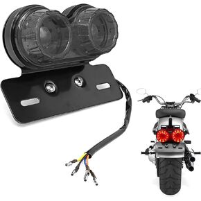 40-LED 40W Motorcycle Tail Light Integrated Running Lamp Brake&Turn Signal Light with License Plate Bracket Compatible with Honda Harley Yamaha Suzuki Kawasaki(Black)