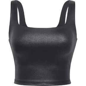 CRZ YOGA Butterluxe Womens Square Neck Longline Sports Bra - Workout Crop Tank Tops Padded with Built in Shelf Yoga Bra