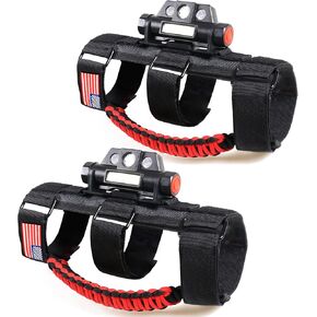 BESTAOO 2PCS Roll Bar Grab Handles with Dome Light for Jeep Wrangler CJ YJ TJ JK JKU JL JLU Sports Sahara Freedom Rubicon X & Unlimited 1945-2021, Paracord Grip Handles for 2.0-4.0 Inch Rods