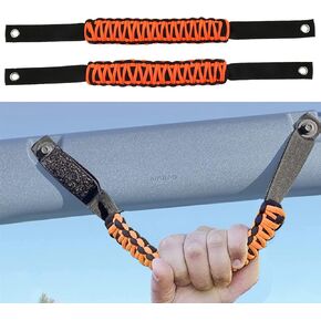 Roll Bar Grab Handles, Roll Bar Paracord Premium Grip Handles for Ford Bronco Accessories 2021-2024, 2 Pack (Red)
