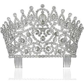 Sexy Beauty Queen Clear White Austrian Rhinestone Crystal Large Tiara Crown Hair Combs Jewelry Headpiece Pageant T2178