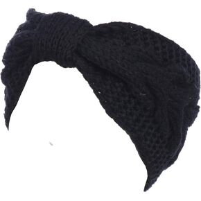 Womens Winter Boho Chic Classic Cable Bow Knotted Crochet Knitted Turban Headband Headwrap