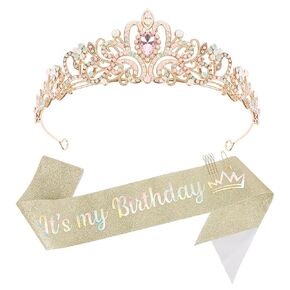 Happy Birthday Decorations for Women Crown and Birthday Sash for Women Dazzling Tiaras for Women Pink Party Decorations Princess Birthday Crown Tiara Headband Women Accessories