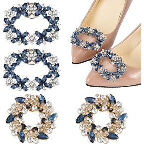 AHANDMAKER Rhinestone Crystal Metal Shoe Clips, Crystal Shoe Buckles Rhinestone Wedding Shoe Clips Shoe Charms Shoe Accessories for Party Decoration Wedding