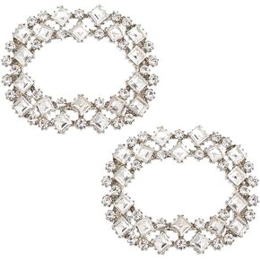 FINGERINSPIRE 1 Pair Crystal Rhinestone Shoe Clips Oval Sliver Shining Rhinestone Shoe Buckle Detachable Shoe Decoration Wedding Bridal Shoes High Heel Belt Decoration Charms for Women Girls