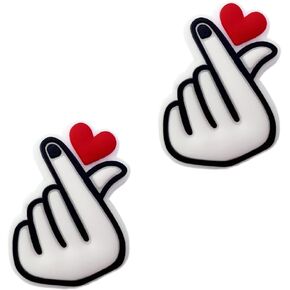 Korean Finger Heart Shoe Charms - Cute Love Decoration Charms Gift for Boys Kids Teens and Adults - Set of 2