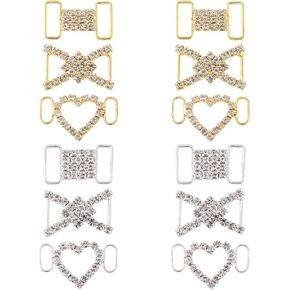 12Pcs 3 Styles Brass Shoelaces Charms Golden Silver Shoelaces Clips Decorative Crystal Rhinestones Shoe Buckles Sneaker Buckle for Sneakers Women Casual Shoes Accessories
