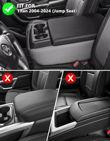 KBH Center Console Cover Replacement for Nissan Titan 2004-2024, Jump Seat, Vinyl Leather, Armrest Skin Upholstery, Anti-Scratch, Black in Saudi Arabia