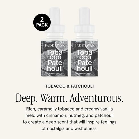 Pura & Paddywax Home Scent Refill - Smart Home Air Diffuser Fragrance - Up to 120-Hours of Luxury Fragrance per Refill - Household Essential - Clean Diffuser Fragrance - 2 Pack, Tobacco & Patchouli in Saudi Arabia