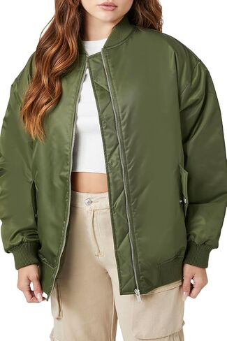 Forever 21 Women's Zip-up Bomber Jacket in Saudi Arabia