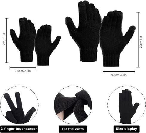 6Pcs Parent-Child Hat Warmer, Mother/Father & Baby Daughter/Son Winter Warm Knit Hat Family Warm Hat +Long Neck Warmer Scarf+ Touchscreen Gloves Set Winter Slouchy Beanie Gloves for Women in Saudi Arabia