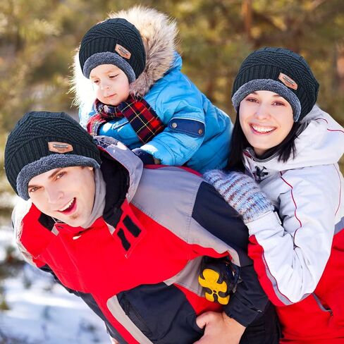 6Pcs Parent-Child Hat Warmer, Mother/Father & Baby Daughter/Son Winter Warm Knit Hat Family Warm Hat +Long Neck Warmer Scarf+ Touchscreen Gloves Set Winter Slouchy Beanie Gloves for Women in Saudi Arabia