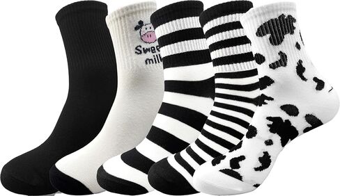 Zebra Pattern Crew Socks Animal Print Funny Crazy Novelty Socks Cool boot Socks for Women, Men, Ladies, Girls, 5 Pack in Kuwait