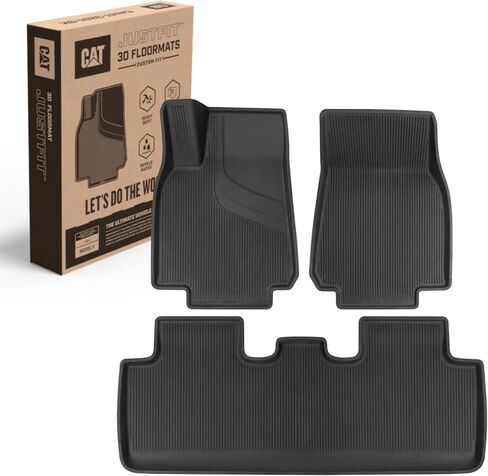 Cat® JustFit™ 3D Floor Mats for Tesla Model Y 2024 2023 2022 2021 2020 - Custom Fit Tesla Model Y Floor Mats with Extended Coverage Design, Premium Floor Liner Tesla Model Y Accessories in Saudi Arabia