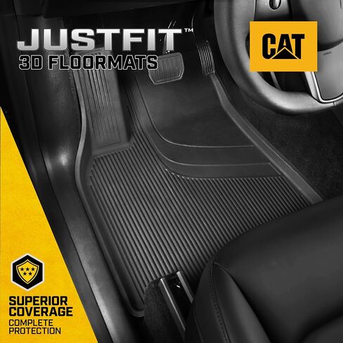 Cat® JustFit™ 3D Floor Mats for Tesla Model Y 2024 2023 2022 2021 2020 - Custom Fit Tesla Model Y Floor Mats with Extended Coverage Design, Premium Floor Liner Tesla Model Y Accessories in Saudi Arabia