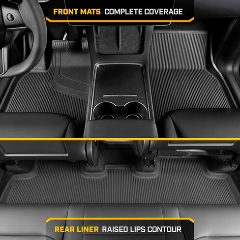 Cat® JustFit™ 3D Floor Mats for Tesla Model Y 2024 2023 2022 2021 2020 - Custom Fit Tesla Model Y Floor Mats with Extended Coverage Design, Premium Floor Liner Tesla Model Y Accessories in Saudi Arabia
