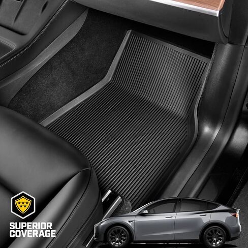 Cat® JustFit™ 3D Floor Mats for Tesla Model Y 2024 2023 2022 2021 2020 - Custom Fit Tesla Model Y Floor Mats with Extended Coverage Design, Premium Floor Liner Tesla Model Y Accessories in Saudi Arabia